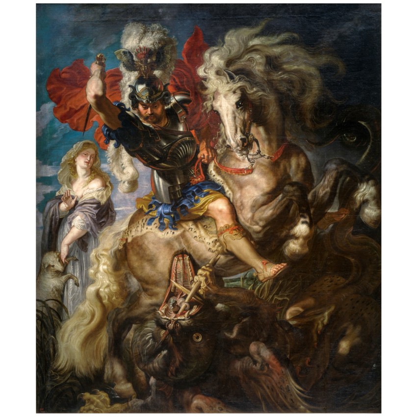 Lámina "Lucha de san Jorge y el dragón"                                                                                        