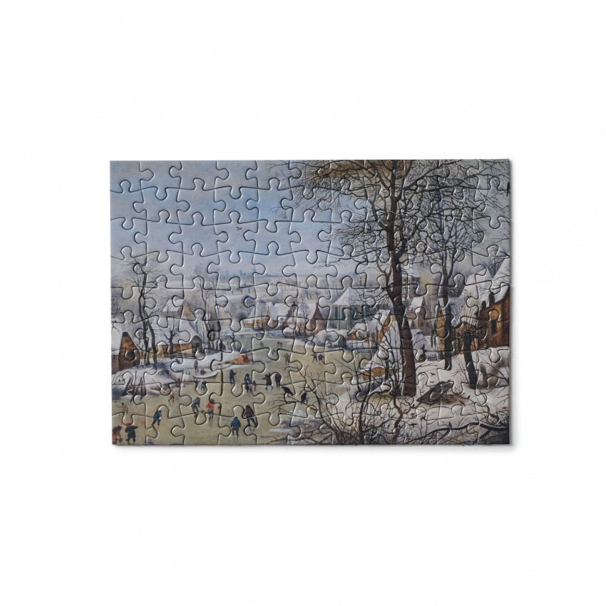 Postal puzzle "Paisaje nevado con patinadores"                                                                                 